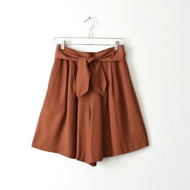 vintage high waisted rust brown wide leg shorts 