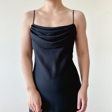 vintage dress maxi dress lbd little black dress floral 90s dress camisole dress black minimalist Made in USA size S 