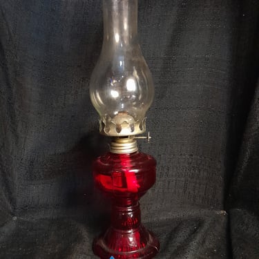 Red and Clear Oil Lamp 3.5 x 12.25 X 3