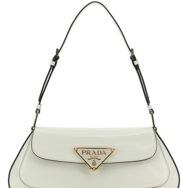Prada Woman White Leather Shoulder Bag