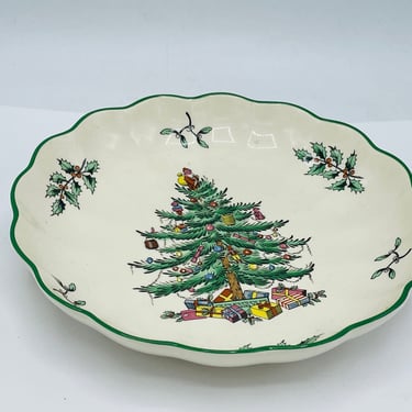 Spode Christmas Tree 6" Scalloped Candy Nut Serving Bowl Made in England S3324-P 