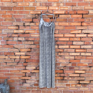 vintage 90s grey velvet mosaic maxi dress gown / m medium 