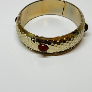 Gold Bangle with Brown Cabochon