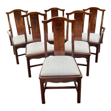 Thomasville Mystique Chinoiserie Asian Inspired Dining Chairs - Set of 6 