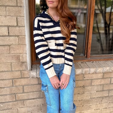 Blue Stripe Knit Sweater