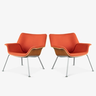 Swoop Plywood Lounge Chairs, Pair