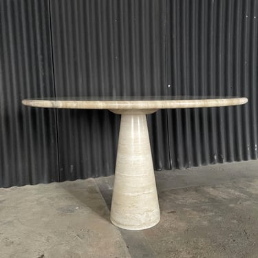 Angelo Mangiarotti Attributed Travertine Dining Table 