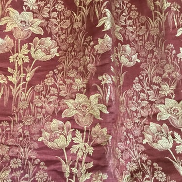 French Art Nouveau Curtain Panel, Floral, Woven Brocade, Upholstery Fabric, Sewing Project Textiles, French Chateau Decor 