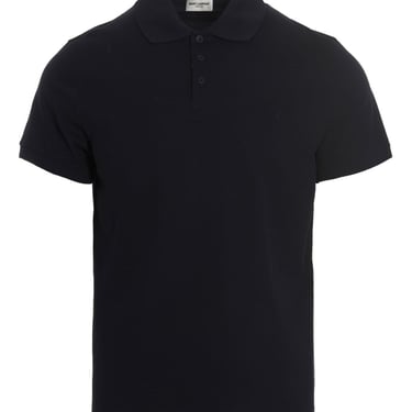 Saint Laurent Men Embroidered Logo Polo Shirt