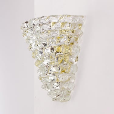 Murano rostrato glass wall sconces pure crystal color, handmade lamps Made in Italy 