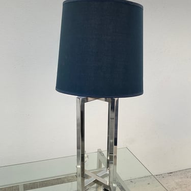 Chrome Lamp with Navy Shade