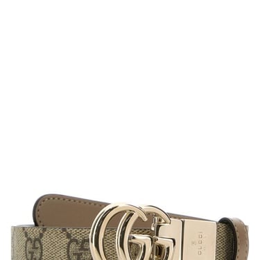 Gucci Women Gg Supreme Fabric Gg Marmont Reversible Belt