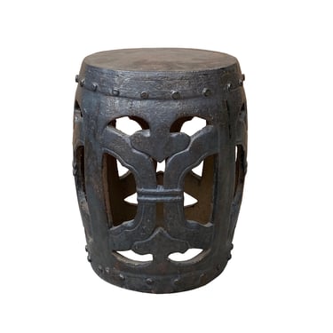 Chinese Iron Black Color RuYi Pattern Round Clay Ceramic Garden Stool ws3172E 