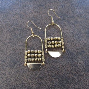 Gold lava rock chandelier earrings 