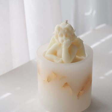 Angel Candle, Soywax Candle, Gold Candle, Handmade Gift, Mother's Day, Easter Candle, Baby Shower idea, Home Decor 