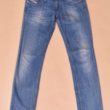 Blue Ultra Low Rise Jeans By Diesel, 28