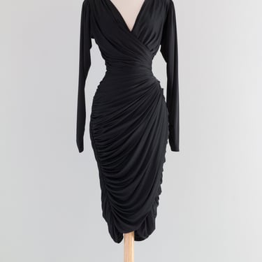 Vintage 1980's Black Vixen Dress By Tadashi / Medium