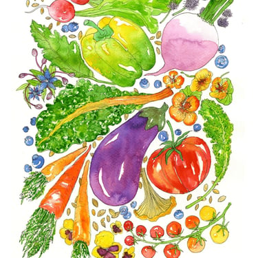 Veggie Bounty Watercolor Art Print