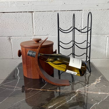 Vintage Mid Century Teak Wine Gift Set 