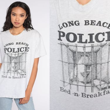 Long Beach Jail Shirt 90s Police Bed and Breakfast Tshirt Prison Shirt Cop Joke Graphic Tee Shirt PBPD Vintage 90s Tshirt Funny Large L 