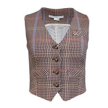 Veronica Beard - Tan, Brown, Red, & Blue Houndstooth Vest Sz 00