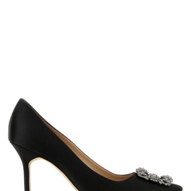 Manolo Blahnik Women Black Satin Hangisi Pumps