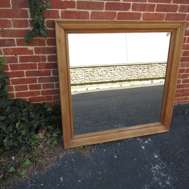 English Antique Reclaimed Yellow Pine Wall Mirror 1880s Wood 