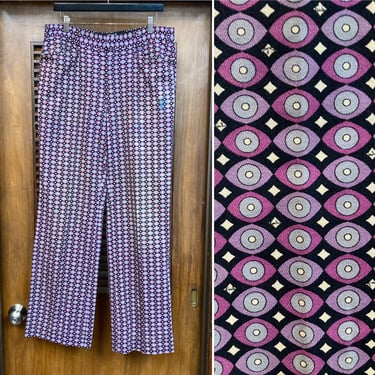 Vintage 1960’s w34 Made in Italy “Emilio Pucci” Mod Psychedelic Cotton Pants Trousers, 60’s Vintage Clothing 