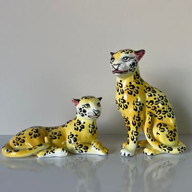 Vintage Ceramic Cheetah Figurines - a Pair 