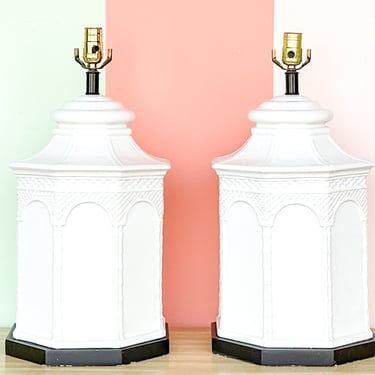 Pair of Ceramic Pagoda Lamps