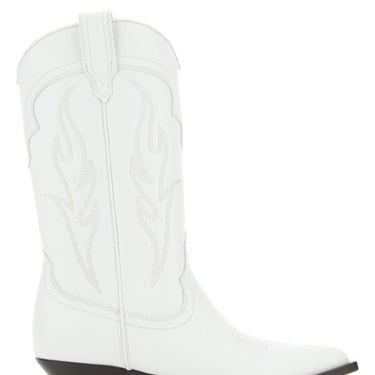 Sonora Women White Leather Santa Fe Ankle Boots