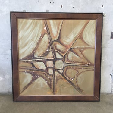 Vintage Mid Century Monumental Gold Tone Abstract Painting by MacMillan