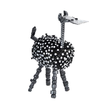 Vintage Found Object Welded Steel Polka Dot Cow Goat Sculpture signed “Carni” 