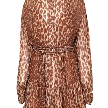 A.L.C. - Tan &amp; Brown Leopard Print Silk Dress Sz 8