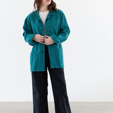 Vintage Emerald Green Chore Jacket | Unisex Cotton Utility Work | Made in Italy | M L | IT370 