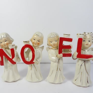 Vintage NOEL Angel Candle Holders - 