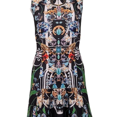 Clover Canyon - Black Abstract Jewel Print Sleeveless Mini Dress Sz XS