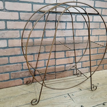 Three Tier Level Atomic Round Brown Wire Stand Rack Shelf Plant Stand 