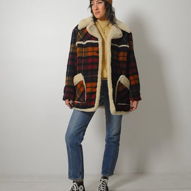 1970's Wool Plaid Sherpa Jacket