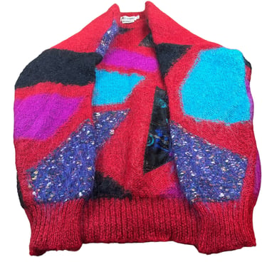 Vintage 80's Premiere Designs Wool Blend Funky Memphis Style Geometric Sweater, Size M 