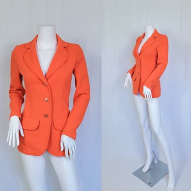 1990's Neon Orange Waffle Weave Suit Coat I Blazer I Jacket I Sz Med I bleyle for Hooper 