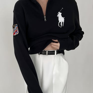 Vintage Ralph Lauren Noir Emblem Quarter Zip Sweater