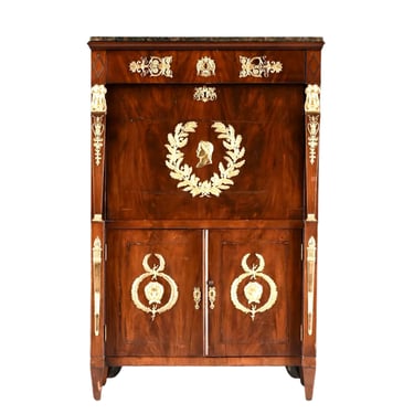 Secrataire AC Abattant, Empire Revival, Ormolu Mounted, Flame Mahogany, L. 19th