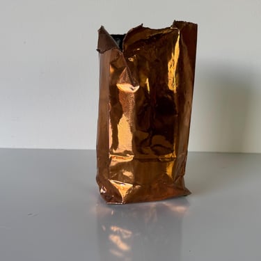 1980s Vintage Sculptural  Bronze “Paper Bag” Vase by California Bronze 