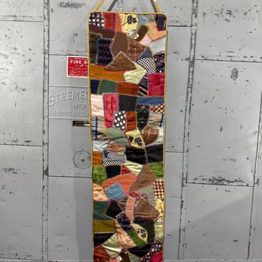 Vintage Crazy Quilt Tapestry  Rayons & Silks 1930s Embroidery Art Wall Hanging 