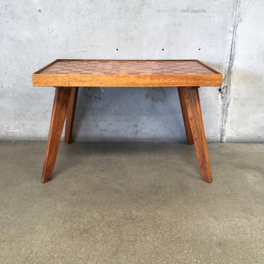 Handcrafted Mid Century Checker/Chess Inlay Table