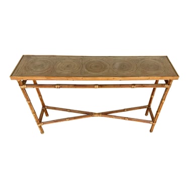 Currey & Company Organic Modern Natural Rattan Geometric Silang Console Table