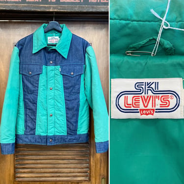 Vintage 1970’s Levi’s Skiwear Denim Panel Mod Trucker Jacket, 70’s Winter Jacket, Vintage Denim, Vintage Clothing 