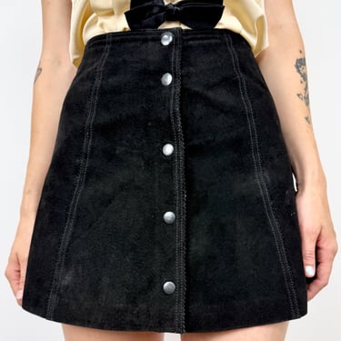 Black 90s Suede Mini Skirt