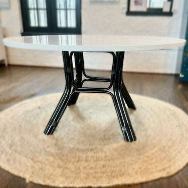 AVAILABLE: Black Faux Bamboo & Quartzite Dining Table 